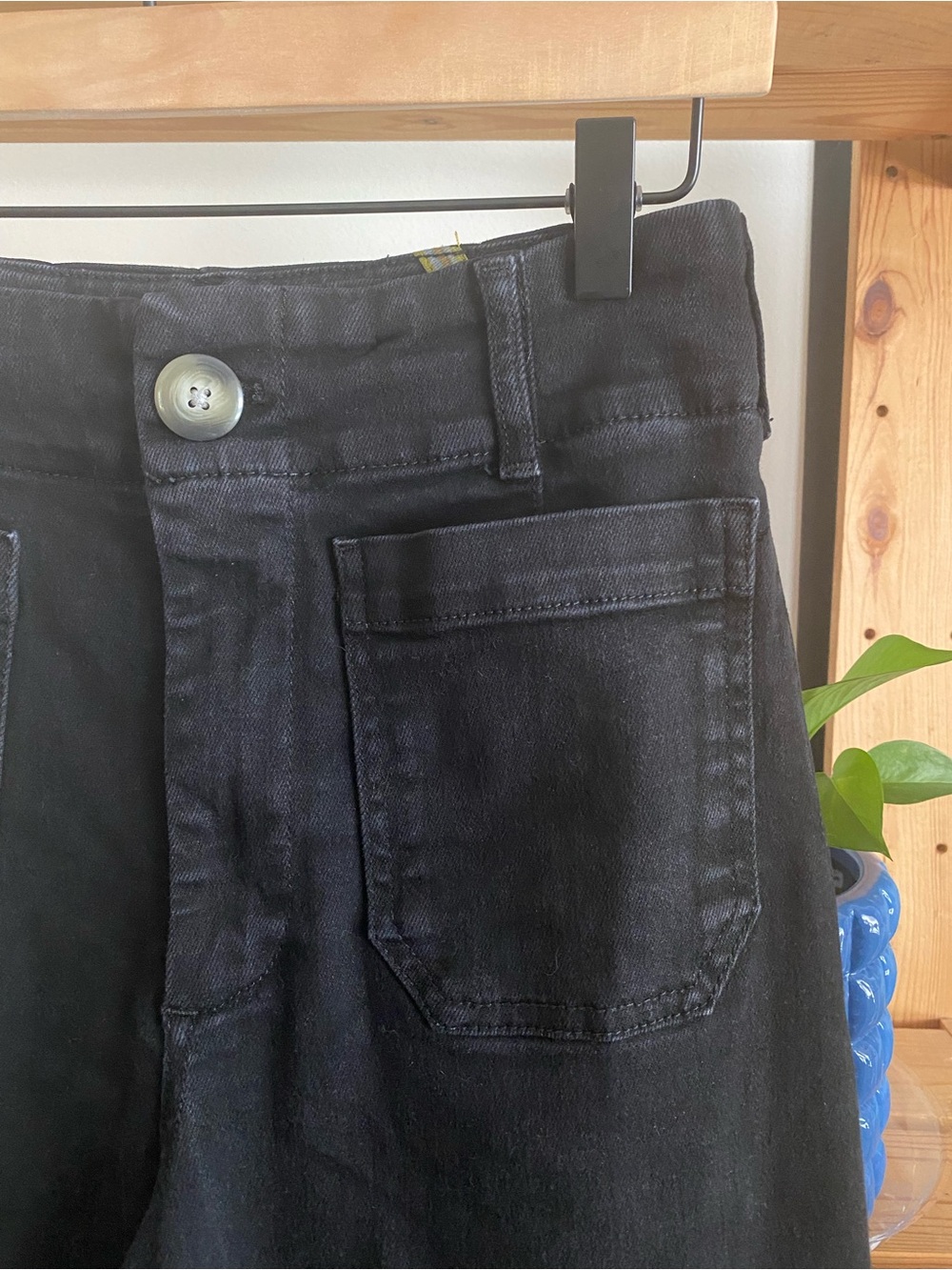 Anthropologie Maeve Colette Washed Black Denim Wide Leg Cropped Jeans 27 - Picture 8 of 15